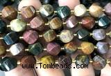 CTW678 15 inches 10mm faceted & twisted S-shaped ocean jasper beads