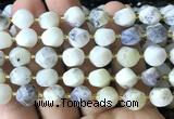 CTW707 15 inches 10mm faceted & twisted S-shaped white opal beads