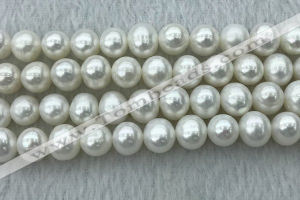 FWP104 15 inches 9mm - 10mm potato white freshwater pearl strands