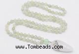 GMN4017 Hand-knotted 8mm, 10mm New jade 108 beads mala necklace with pendant