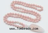 GMN4041 Hand-knotted 8mm, 10mm Chinese pink opal 108 beads mala necklace with pendant