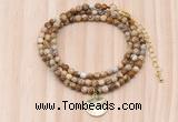 GMN7427 4mm faceted round tiny picture jasper beaded necklace with constellation charm