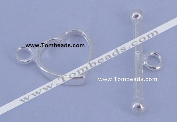 SSC30 5pcs 10*13.5mm heart 925 sterling silver toggle clasps